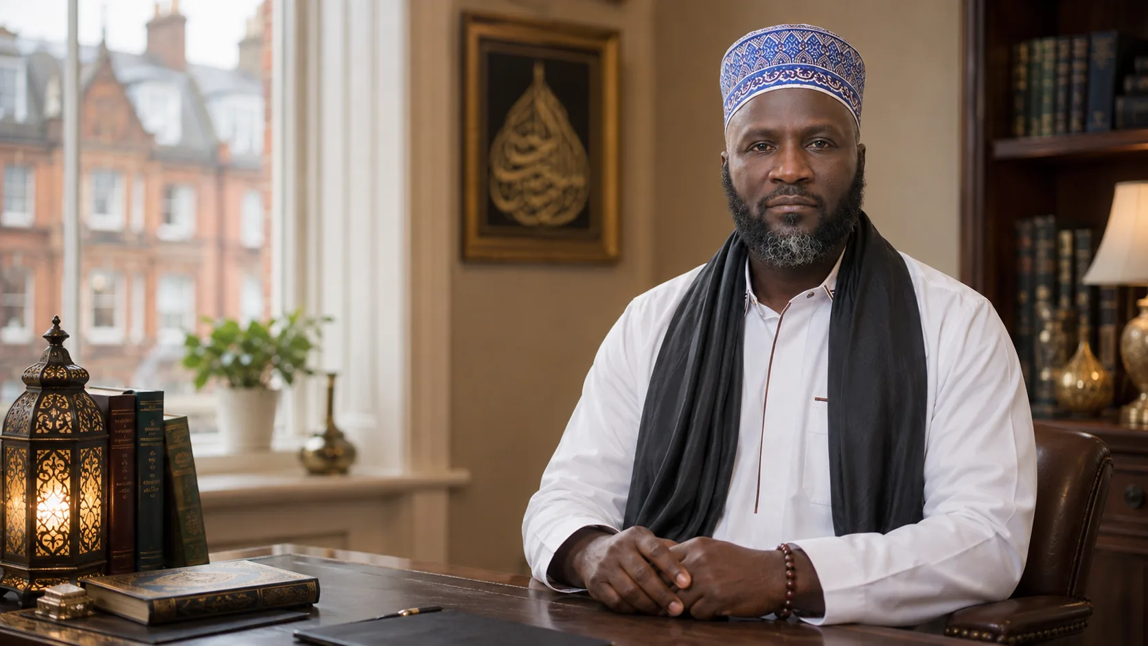 Bushra Foni Ahmed in his Birmingham spiritual consultation office.